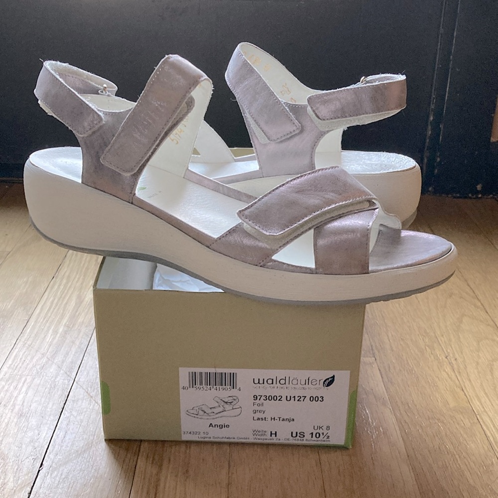Waldlaufer Angie Gray/silver sandals, size 10.5. like new